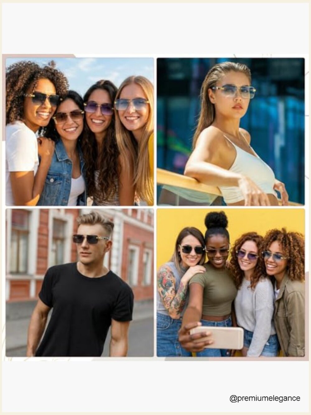 5 Pairs Rimless Rectangle Sunglasses for Men Women Retro Frameless UV400 - Picture 6 of 7